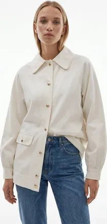 Exquise Delancy Shirt Collar Long Sleeve Jacket in Ecru at Nordstrom, Size X-Large