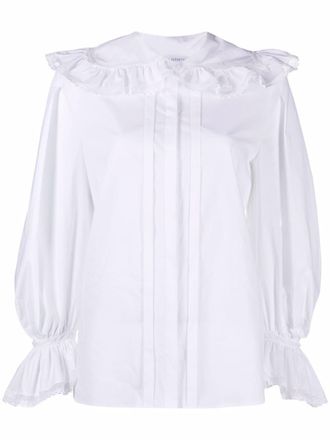 Alberta Ferretti ruffled long-sleeved blouse - women - Cotton/Spandex/Elastane - 40 - White