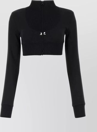 Courr&egrave;ges cropped zip sweatshirt