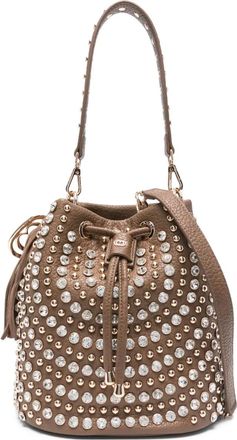 La Carrie Andromeda studded tassel bucket bag - Neutrals
