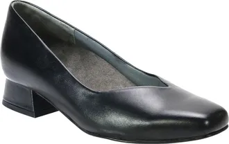 David Tate Freedom Pump Womens EE Black Leather Slip On Block Heel ZOGG3835