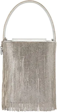 Olga Berg Billie Crystal Fringe Top Handle Bag in Silver at Nordstrom