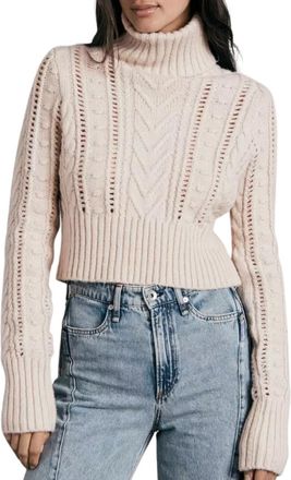 Rag & Bone Elizabeth Wool Cable Turtleneck Sweater In Ivory