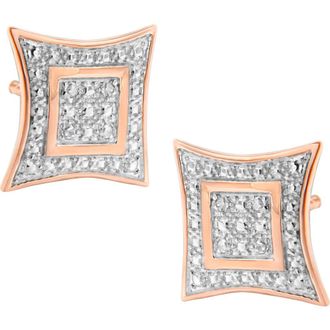 House of Brilliance Silver Diamond Accent 4-Stone Four Pointed Star Shaped Halo-Style Stud Earrings in Rose at Nordstrom