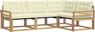 vidaXL Conjunto De Sof&aacute;s De Exterior 4 Uds. Blanco Y Crema Vidaxl