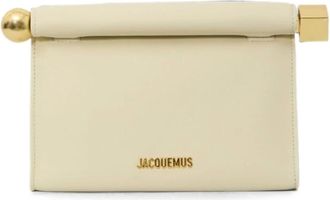 Jacquemus Tassen, Dames, Wit, ONE Size, Katoen, Rond Carr&eacute; Clutch
