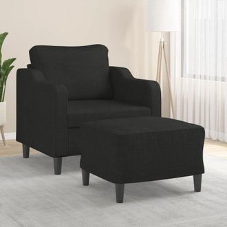 vidaXL Sill&oacute;n Con Taburete Tela Negro 60 Cm Vidaxl