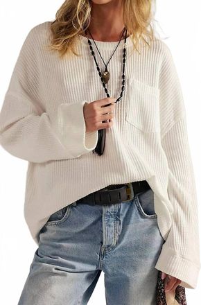 Free People Dawson Pocket Thermal Top In Clean Ivory