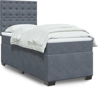 vidaXL Vidaxl - Cama Box Spring Con Colch&oacute;n Terciopelo Gris Oscuro 80x200 Cm