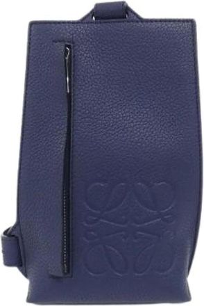 Loewe Pre-owned Cross Body Bags, female, Blue, Size: ONE SIZE Pre-owned Vertical T Pocket Calf Shoulder Bag