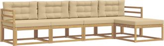 vidaXL Conjunto De Sof&aacute;s De Exterior 4 Uds. Y Beige Poli&eacute;ster Vidaxl