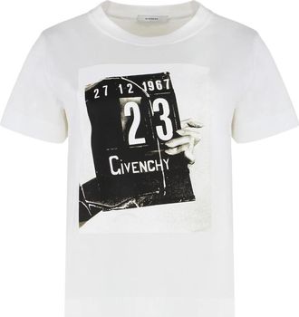 Givenchy T-Shirts, female, White, XS, Cotton T-shirt with Clapperboard Print