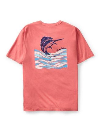 Tommy Bahama Big & Tall Marlin Waves Graphic Tee in Red Sunset at Nordstrom, Size 2X Big