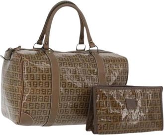 Fendi Pre-owned Weekend Bags, female, Brown, Size: ONE SIZE Pre-owned Vintage Zucchino Canvas Hand Bag