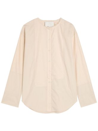 3.1 Phillip Lim Panelled Cotton-poplin Shirt - Stone - 10 (UK14 / L)
