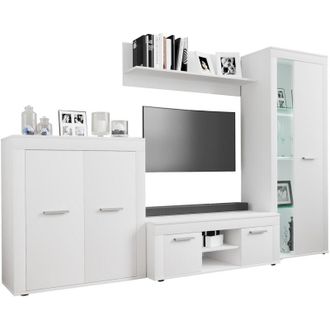 VCM Muebles De Tv Vcm 4 Piezas. Muro Viviente Con Espacio De Almacenamiento Suficiente Armario De Tv Pared Montada - Usilo Xl (blanco / Roble De Miel)