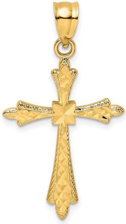 Diamond2Deal 14k Yellow Gold Diamond-Cut Cross Fancy Edges Charm