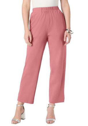 Roaman's Soft Knit Straight Leg Capri Pant in Desert Rose at Nordstrom, Size Medium