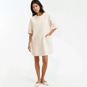 La Redoute Collections Rechte jurk in denim, kort, korte mouwen