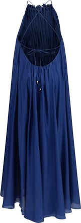 Zimmermann Womens Aster Pleated Pearl Dress Dark Cobalt Silk