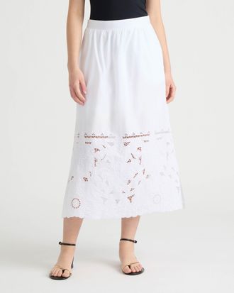 NVLT Womens Embroidered Poplin Scallop Skirt