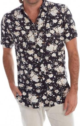 PX Los Angeles Short Sleeve Floral Rayon Shirt In Black