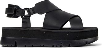 Camper Black Lasted Open-Toe Leather Sandals