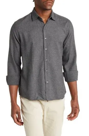 WESTZEROONE Andre Check Print Button-Up Shirt in Charcoal at Nordstrom Rack, Size Xx-Large