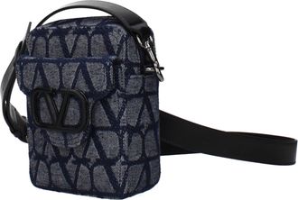 Valentino Garavani Mens Blue Fabric Crossbody Bag
