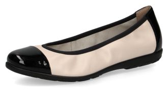 Caprice Ballerina CAPRICE, Damen, Gr. 36, schwarz (creme, schwarz), Lackleder, Nappaleder, Schuhe Ballerina, Loafer, Slipper, Festtags Schuh mit Lack-Details