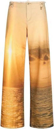 Roberto Cavalli Sunset Print Denim - Dames - Regular Fit Jeans - Oranje - S - Denim - Jeans