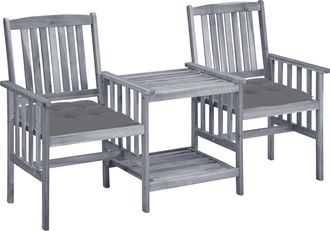 vidaXL Vidaxl - Sillas De Jard&iacute;n Con Mesita Y Cojines Madera Maciza Acacia
