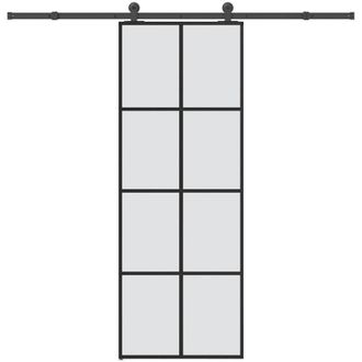 vidaXL Vidaxl - Puerta Corredera Con Set Herrajes Vidrio Esg Aluminio 76x205 Cm