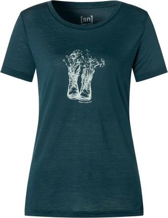 super.natural Flower Boots Tee Merinoshirt f&uuml;r Damen | blau