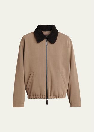 Giorgio Armani Mens Wool Faux Shearling-Collar Blouson