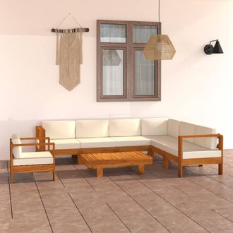 vidaXL Vidaxl - Conjunto De Jard&iacute;n 8 Piezas Con Cojines 100x60 Cm Madera De Acacia