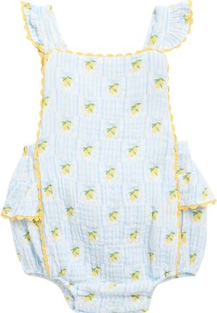 Angel Dear Lovely Lemons Ruffle Detail Romper in Ivory at Nordstrom, Size 12-18M