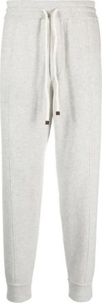 Brunello Cucinelli Light Grey Drawstring Jogger Trousers, Size X-Large