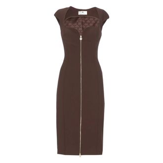 Elisabetta Franchi Midi Dresses, female, Brown, Size: XS Elisabetta Franchi Dresses Brown