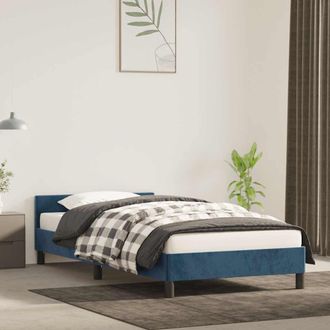 vidaXL Estructura De Cama Sin Colch&oacute;n Terciopelo Azul Oscuro 90x190 Cm Vidaxl