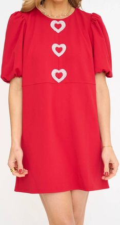Sugarlips Heart Shift Mini Dress In Ruby
