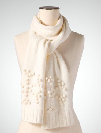 Talbots Snowflake Bobble Stitch Scarf - Ivory - 001 Talbots
