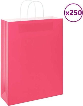 vidaXL Bolsas De Papel Con Asas 250 Uds Rosa 32x12x42 Cm Vidaxl