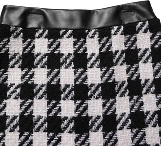 Dolce & Gabbana Womens Black White Tweed Houndstooth Mini Skirt And