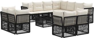 vidaXL Conjunto De Sof&aacute;s De Jard&iacute;n 12 Uds. Negro Rat&aacute;n Sint&eacute;tico Vidaxl