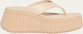 Chlo&eacute; Nama Platform Leather Thong Sandals