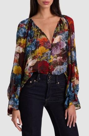 Alice & Olivia Josephine Floral Georgette Top in Flourish Sm at Nordstrom Rack, Size X-Small