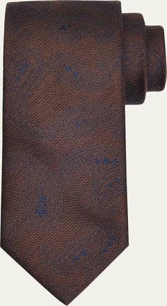 Brioni Mens Silk and Wool Paisley Jacquard Tie