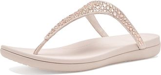 FitFlop Solay Mixed-Crystal Toe-Post Sandals Womens Wedge Shoes Nude Rose : 10 M (B), Synthetic