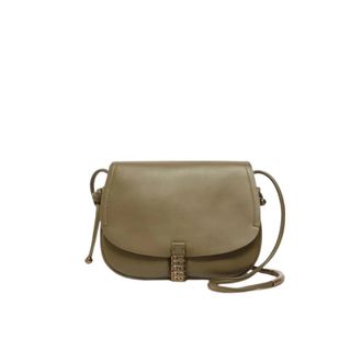 Pinko Klassieke leren zadeltas - Dames - Schoudertassen - Groen - ONE Size - Leer - Tassen